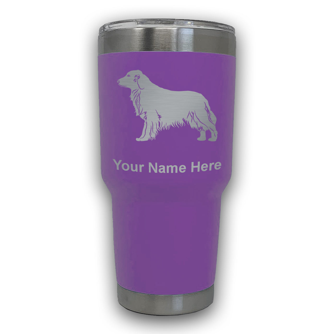 LaserGram 30oz Tumbler Mug, Golden Retriever Dog, Personalized Engraving Included