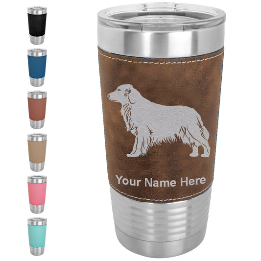 20oz Faux Leather Tumbler Mug, Golden Retriever Dog, Personalized Engraving Included - LaserGram Custom Engraved Gifts