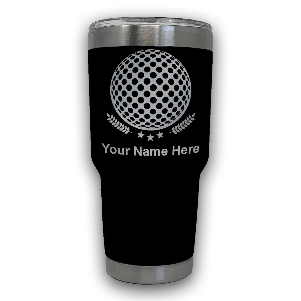 LaserGram 30oz Tumbler Mug, Golf Ball, Personalized Engraving Included