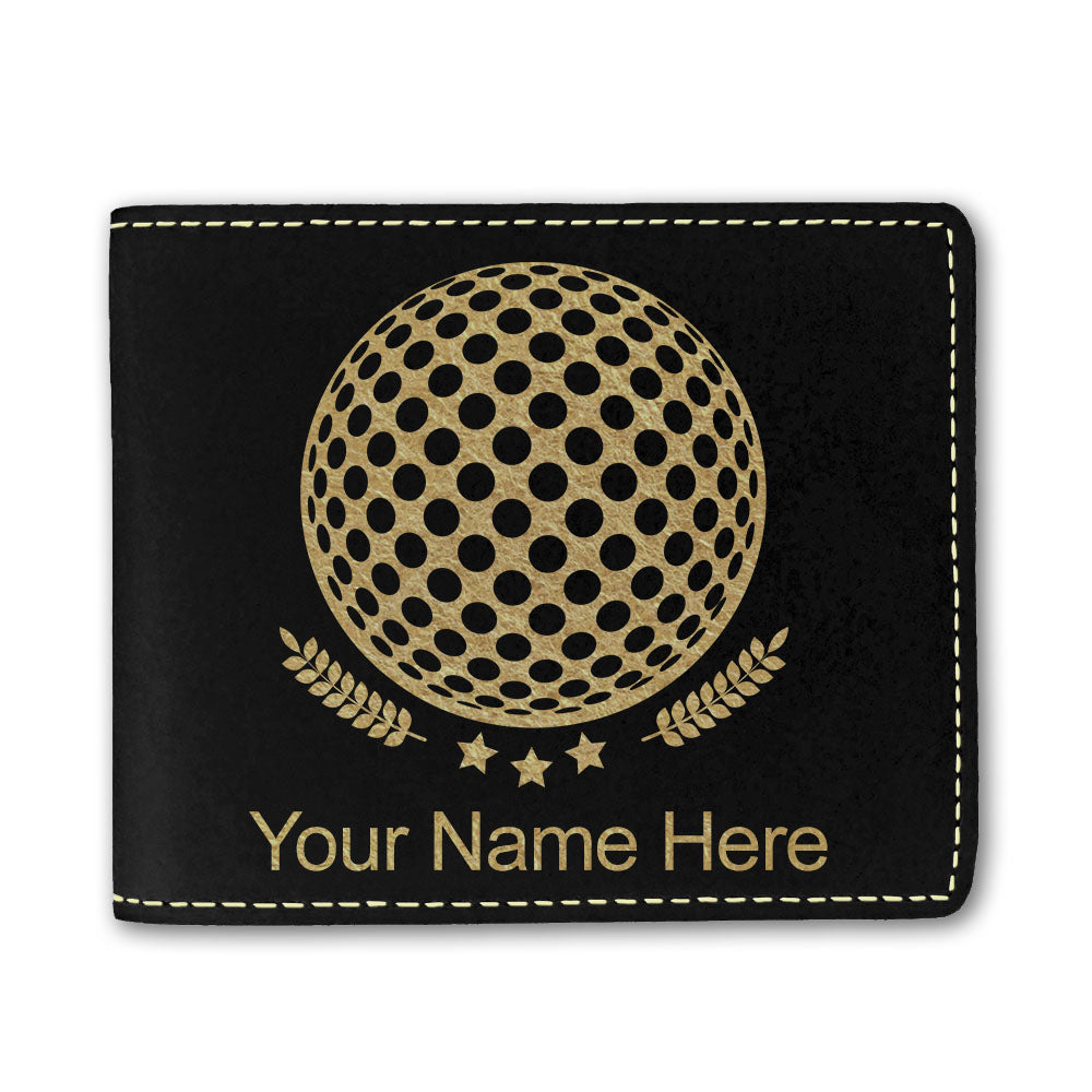 Faux Leather Bi-Fold Wallet, Golf Ball, Personalized Engraving Included