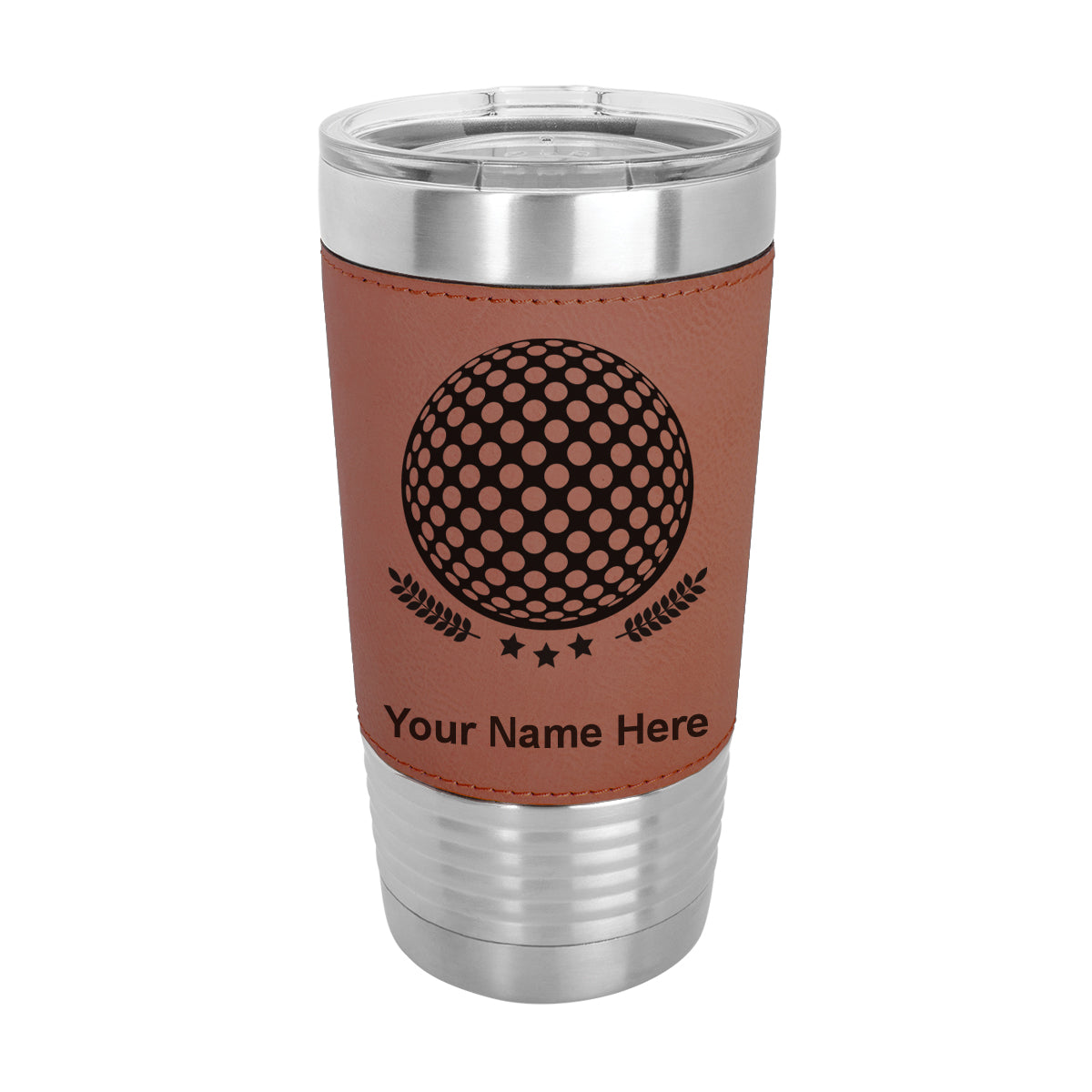 20oz Faux Leather Tumbler Mug, Golf Ball, Personalized Engraving Included - LaserGram Custom Engraved Gifts