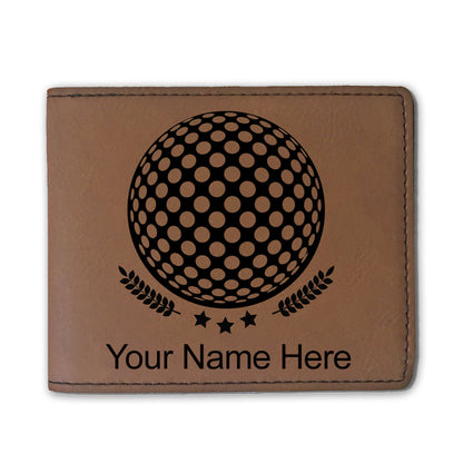 Faux Leather Bi-Fold Wallet, Golf Ball, Personalized Engraving Included