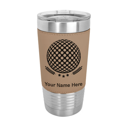 20oz Faux Leather Tumbler Mug, Golf Ball, Personalized Engraving Included - LaserGram Custom Engraved Gifts