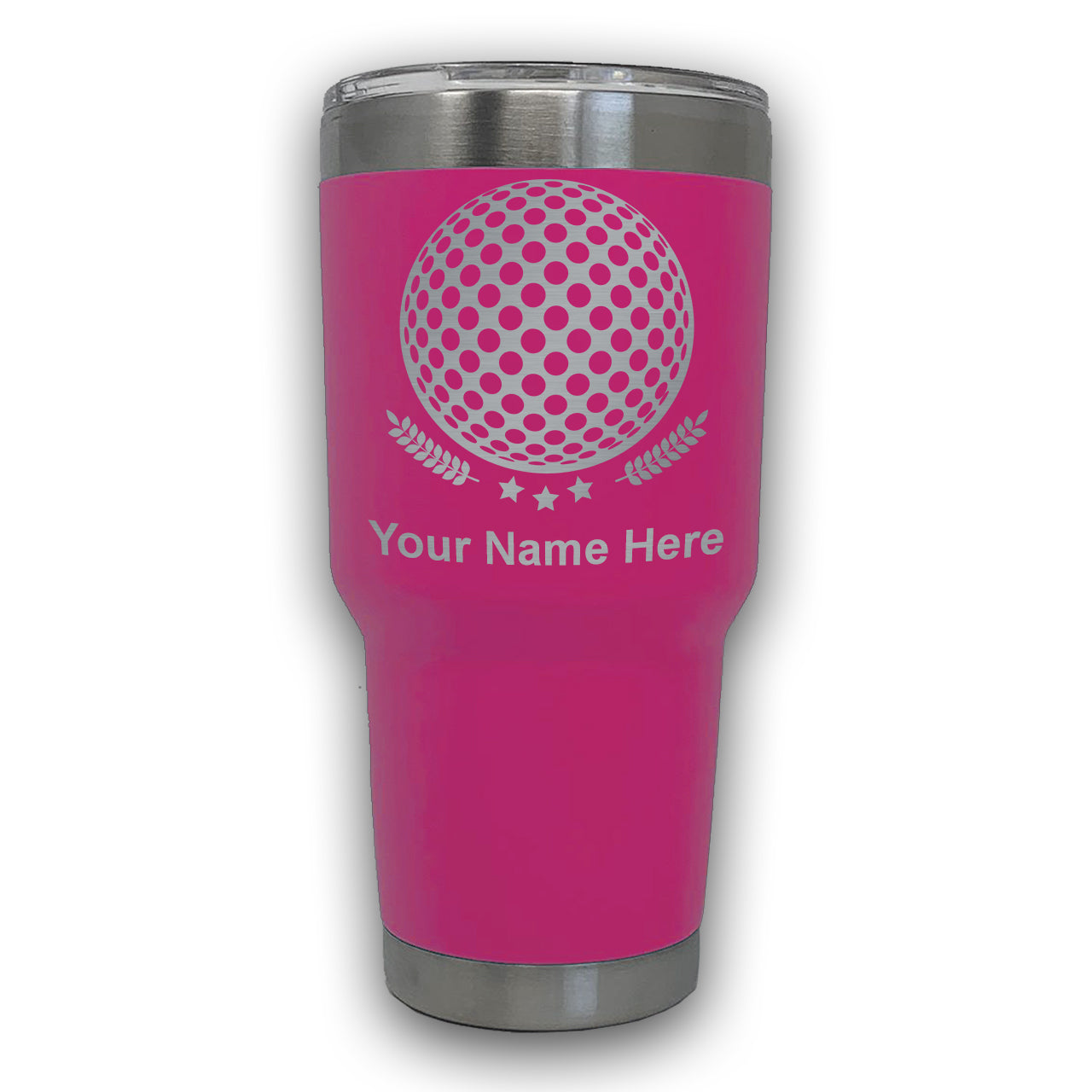 LaserGram 30oz Tumbler Mug, Golf Ball, Personalized Engraving Included