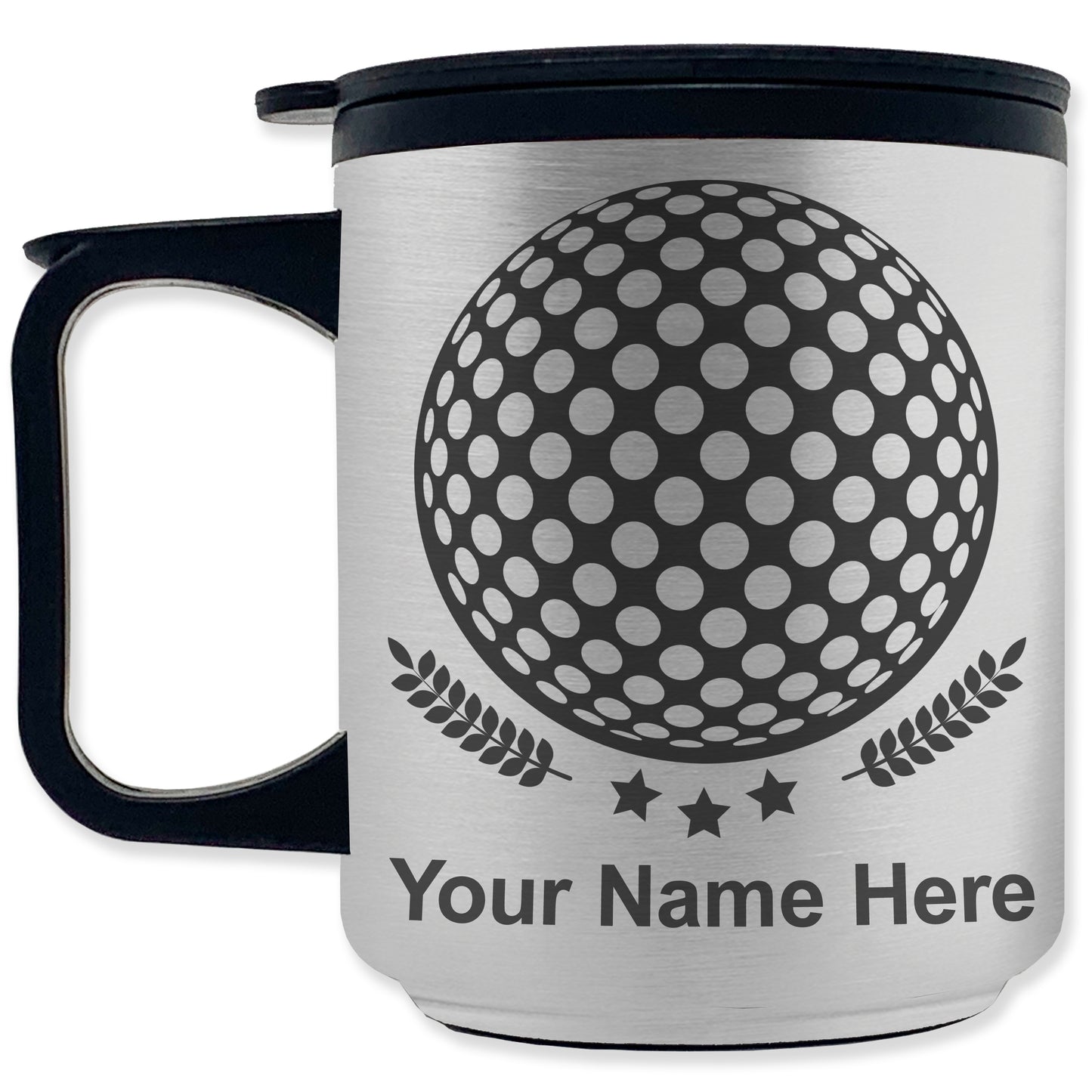 Coffee Travel Mug, Golf Ball, Personalized Engraving Included