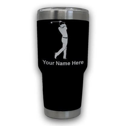 LaserGram 30oz Tumbler Mug, Golfer Golfing, Personalized Engraving Included