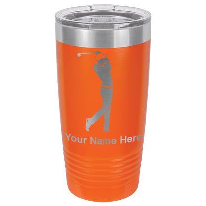 20oz Vacuum Insulated Tumbler Mug, Golfer Golfing, Personalized Engraving Included