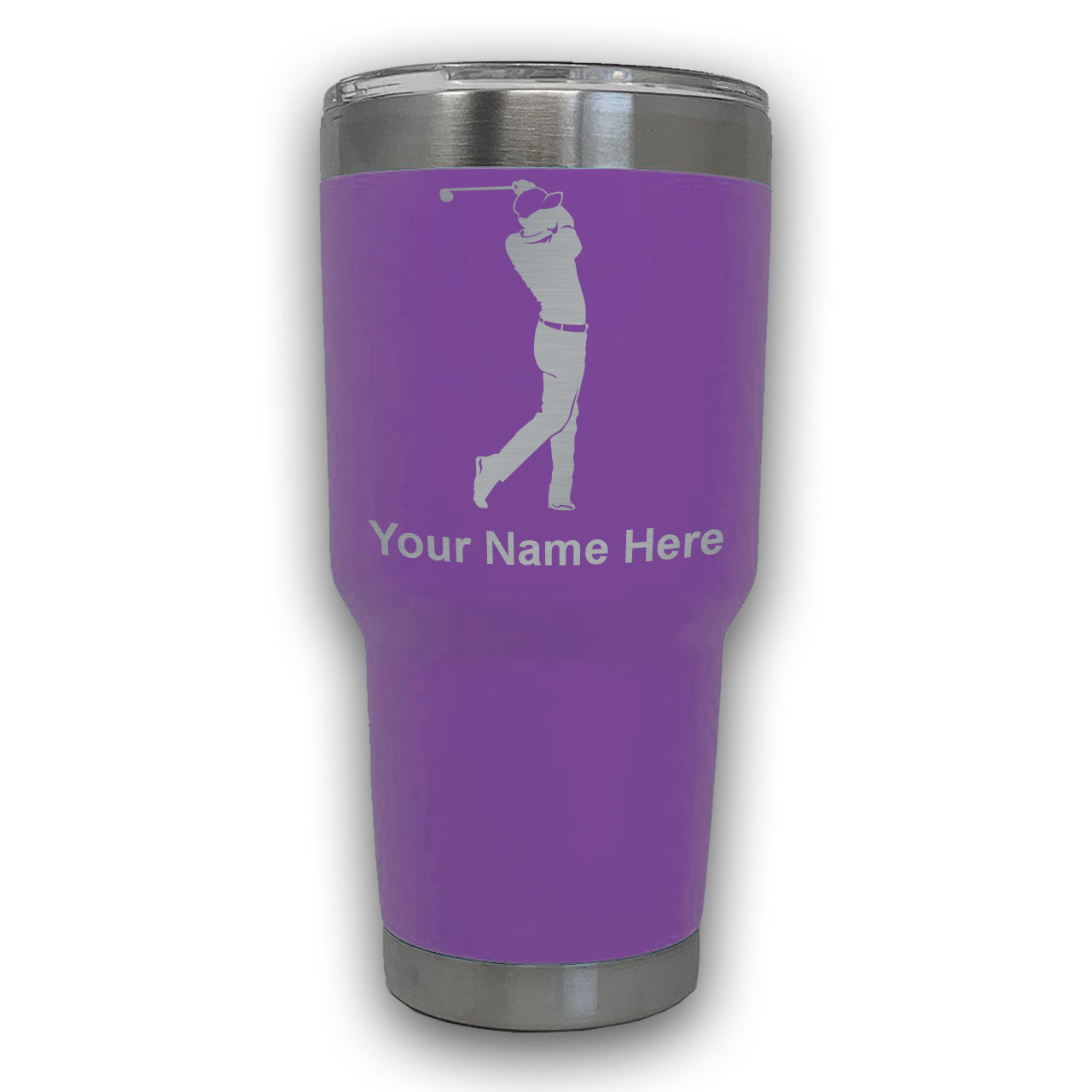 LaserGram 30oz Tumbler Mug, Golfer Golfing, Personalized Engraving Included