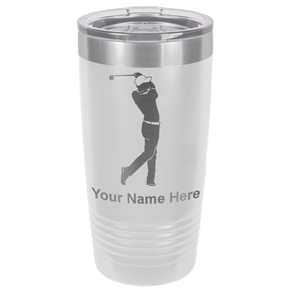 20oz Vacuum Insulated Tumbler Mug, Golfer Golfing, Personalized Engraving Included