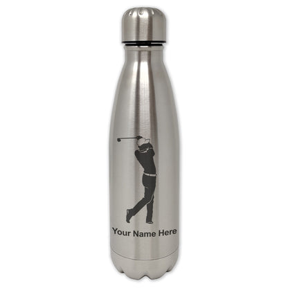 LaserGram Single Wall Water Bottle, Golfer Golfing, Personalized Engraving Included