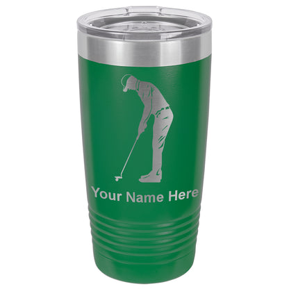 20oz Vacuum Insulated Tumbler Mug, Golfer Putting, Personalized Engraving Included