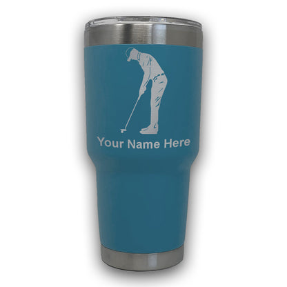 LaserGram 30oz Tumbler Mug, Golfer Putting, Personalized Engraving Included