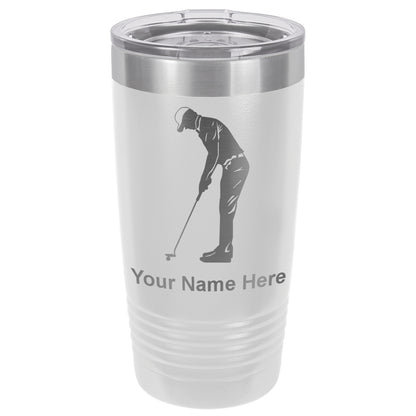 20oz Vacuum Insulated Tumbler Mug, Golfer Putting, Personalized Engraving Included