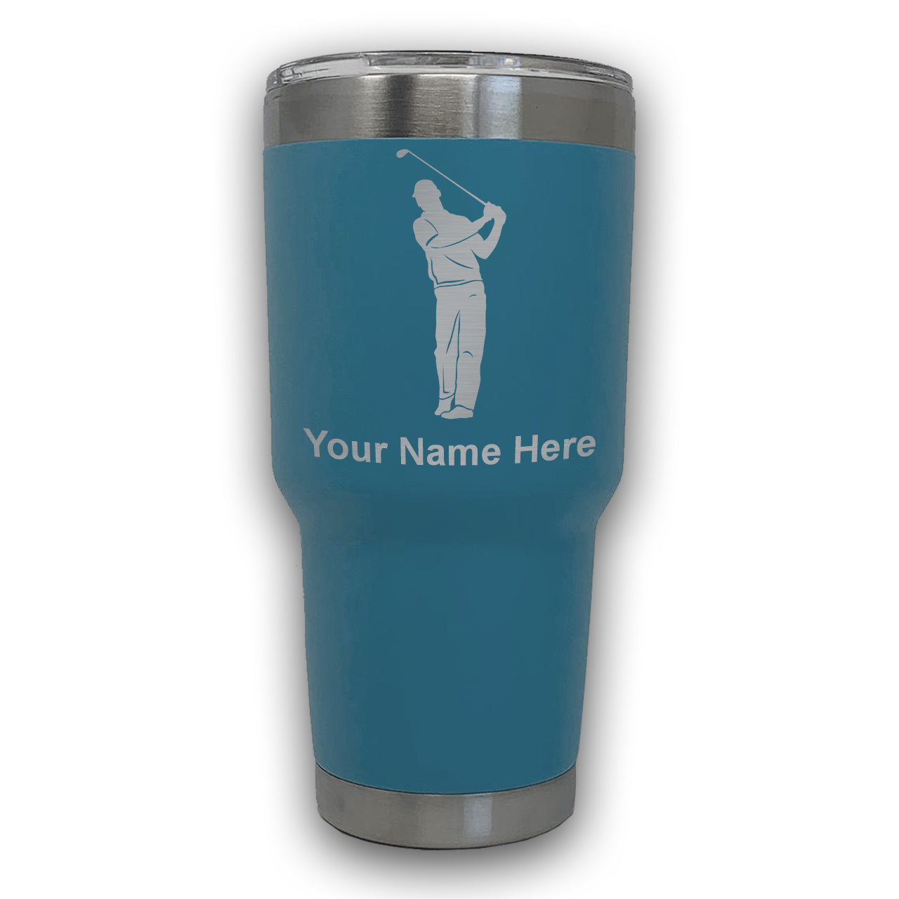 LaserGram 30oz Tumbler Mug, Golfer, Personalized Engraving Included