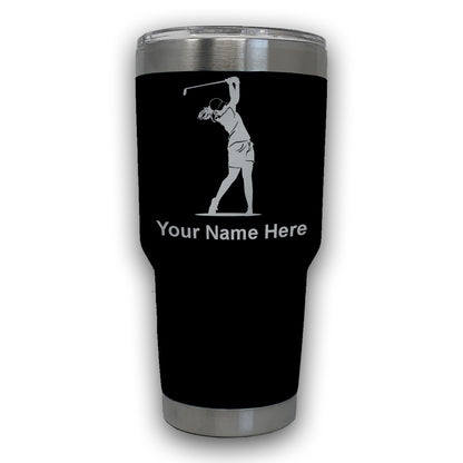 LaserGram 30oz Tumbler Mug, Golfer Woman, Personalized Engraving Included