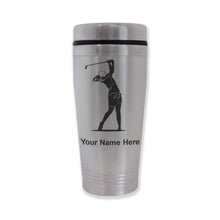 Load image into Gallery viewer, Commuter Travel Mug, Golfer Woman, Personalized Engraving Included

