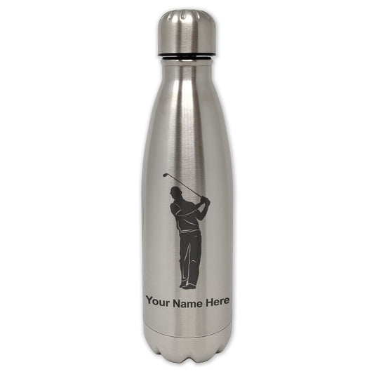 LaserGram Single Wall Water Bottle, Golfer, Personalized Engraving Included