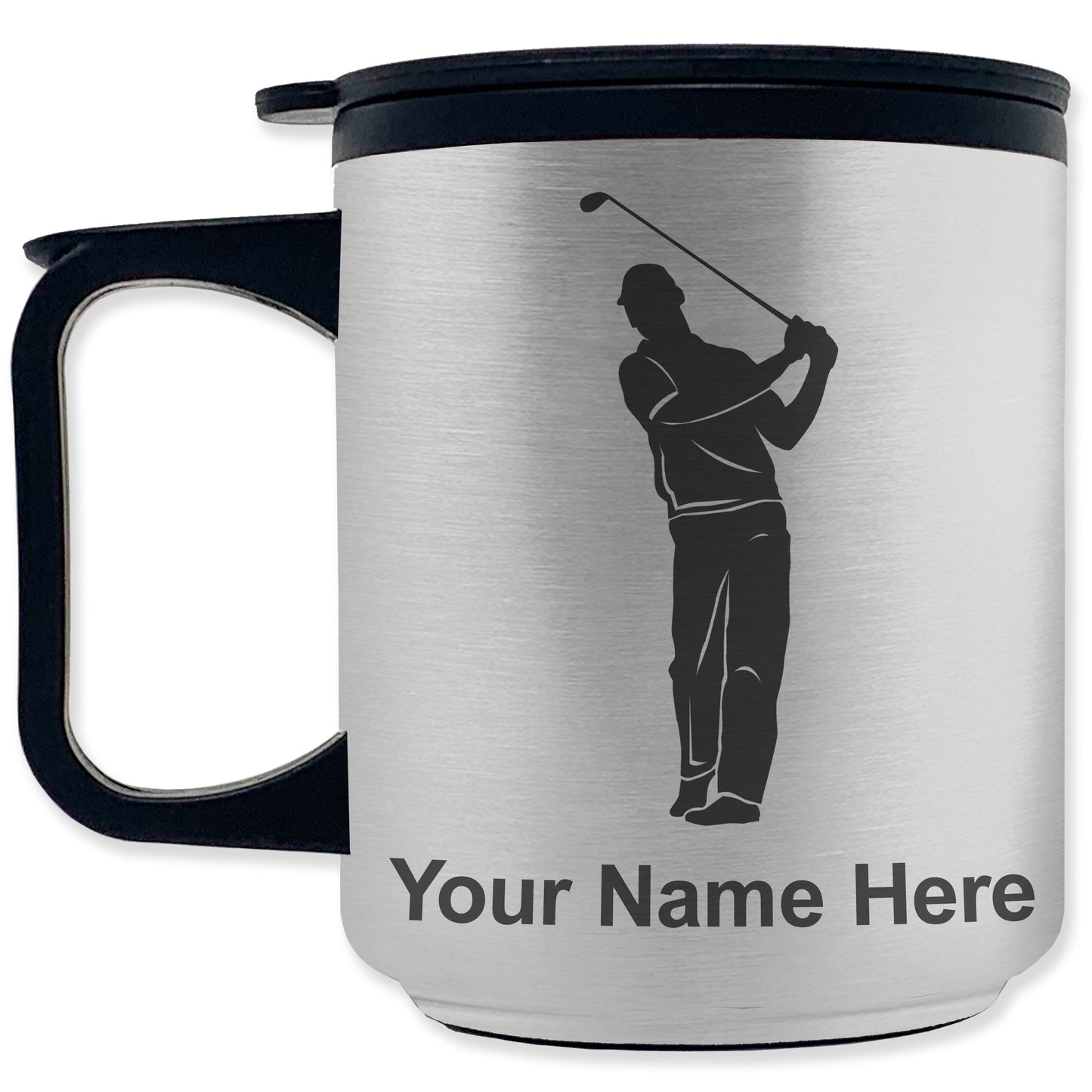 Coffee Travel Mug, Golfer, Personalized Engraving Included