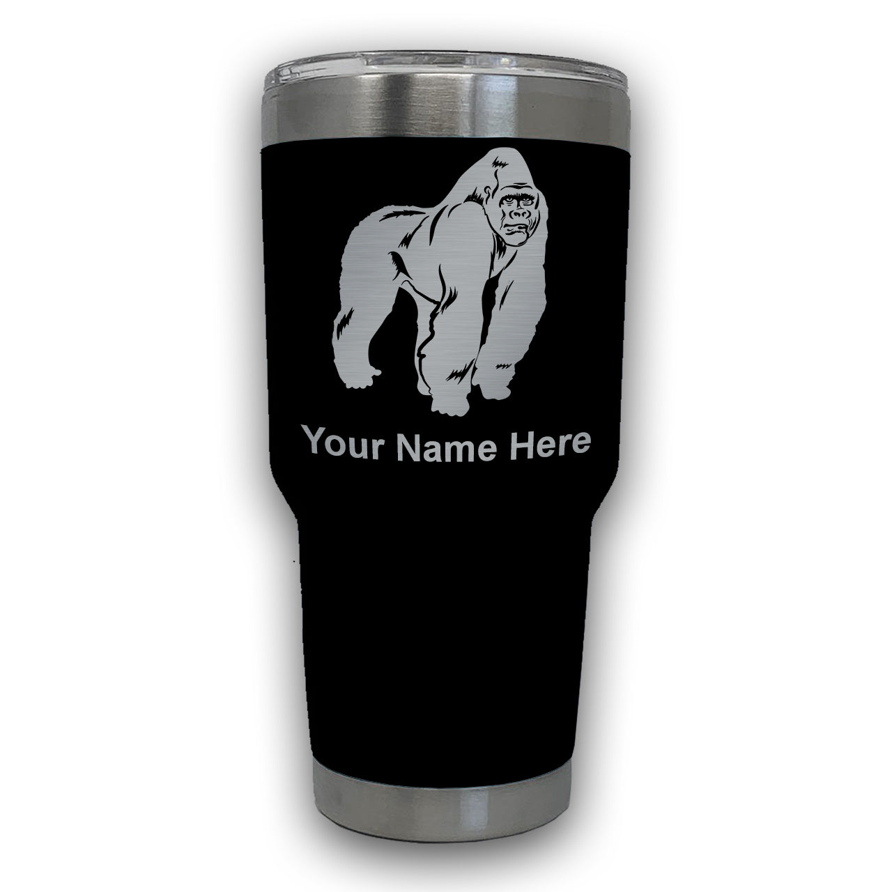 LaserGram 30oz Tumbler Mug, Gorilla, Personalized Engraving Included