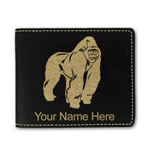 Load image into Gallery viewer, Faux Leather Bi-Fold Wallet, Gorilla, Personalized Engraving Included
