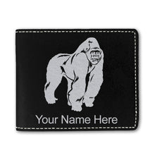 Load image into Gallery viewer, Faux Leather Bi-Fold Wallet, Gorilla, Personalized Engraving Included
