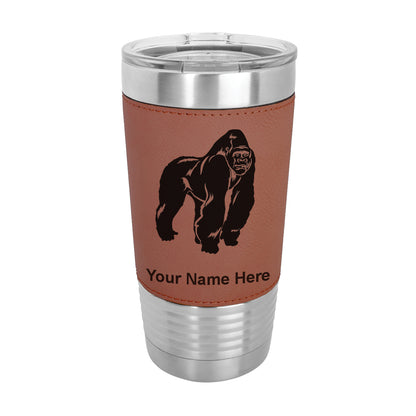 20oz Faux Leather Tumbler Mug, Gorilla, Personalized Engraving Included - LaserGram Custom Engraved Gifts