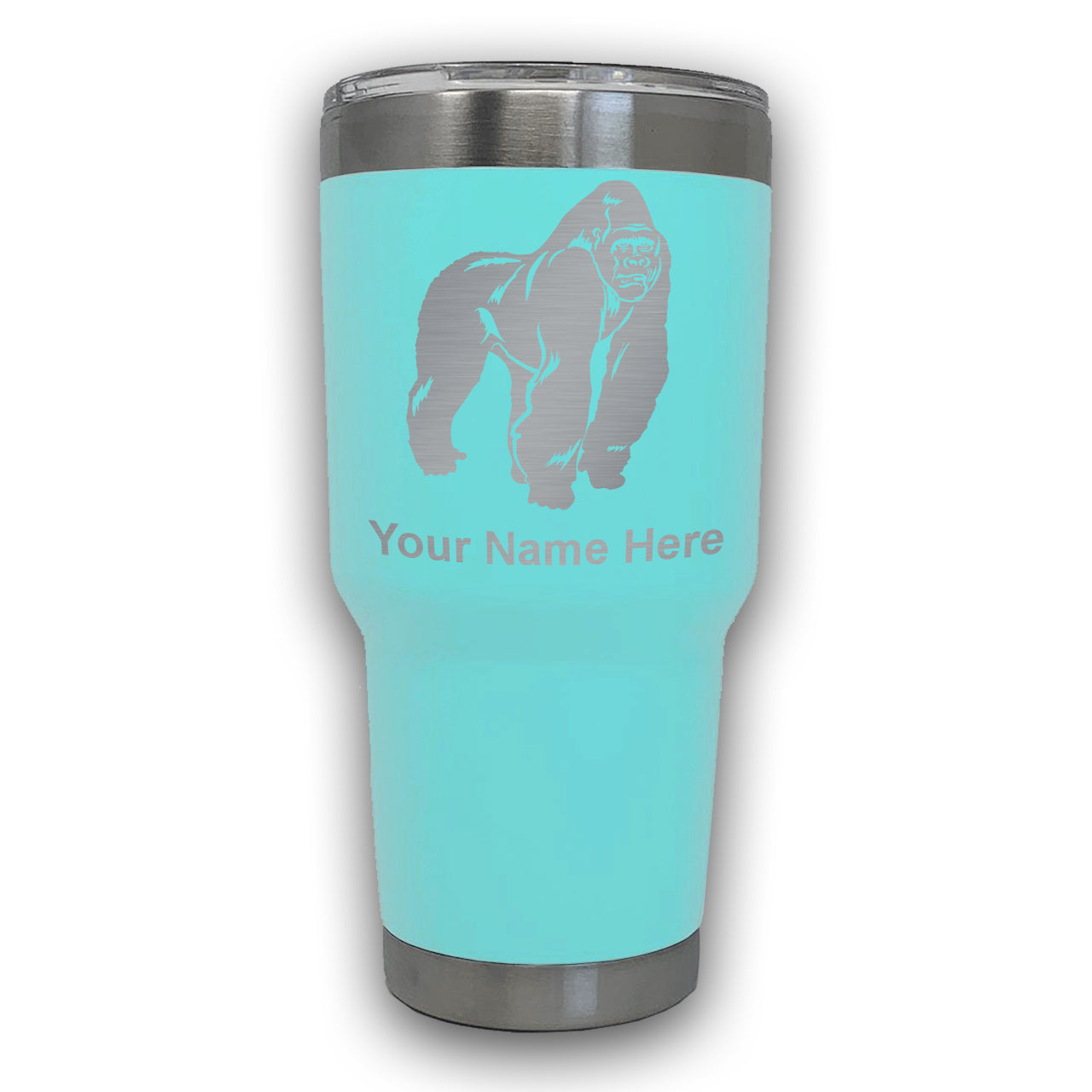 LaserGram 30oz Tumbler Mug, Gorilla, Personalized Engraving Included