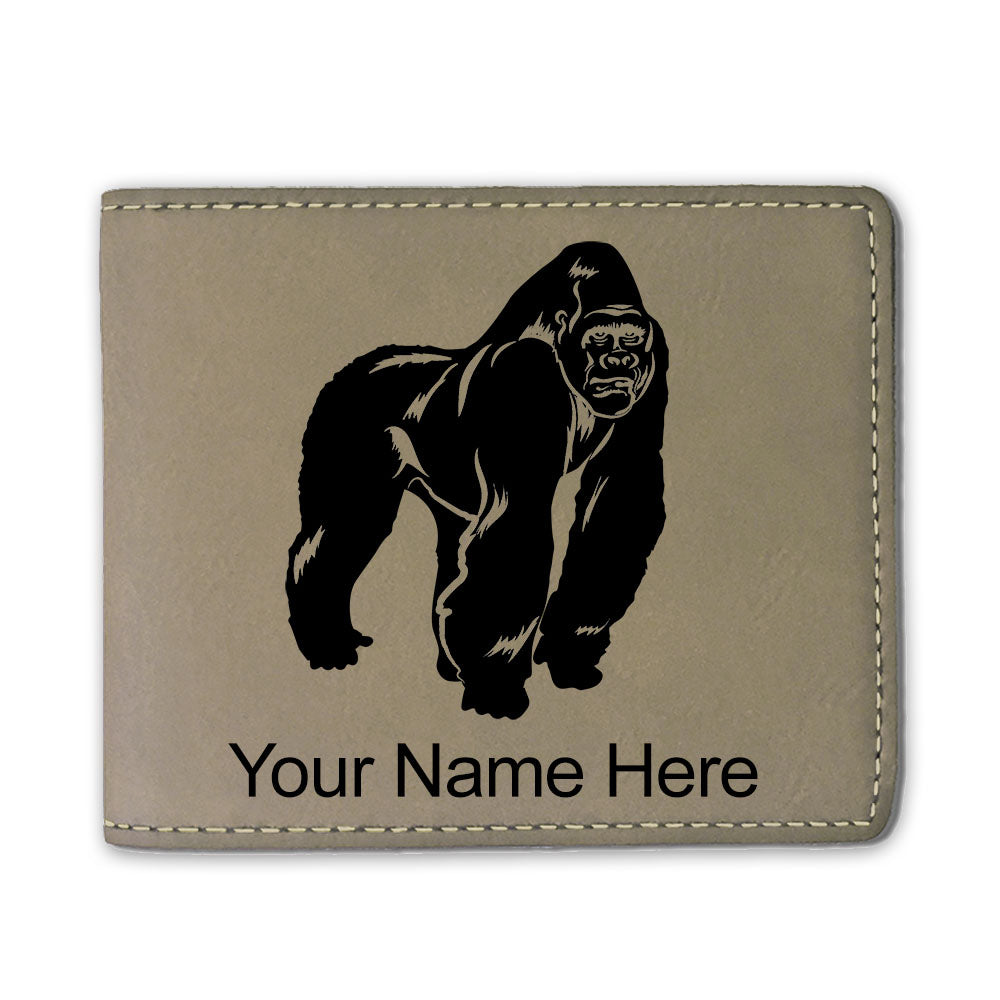 Faux Leather Bi-Fold Wallet, Gorilla, Personalized Engraving Included