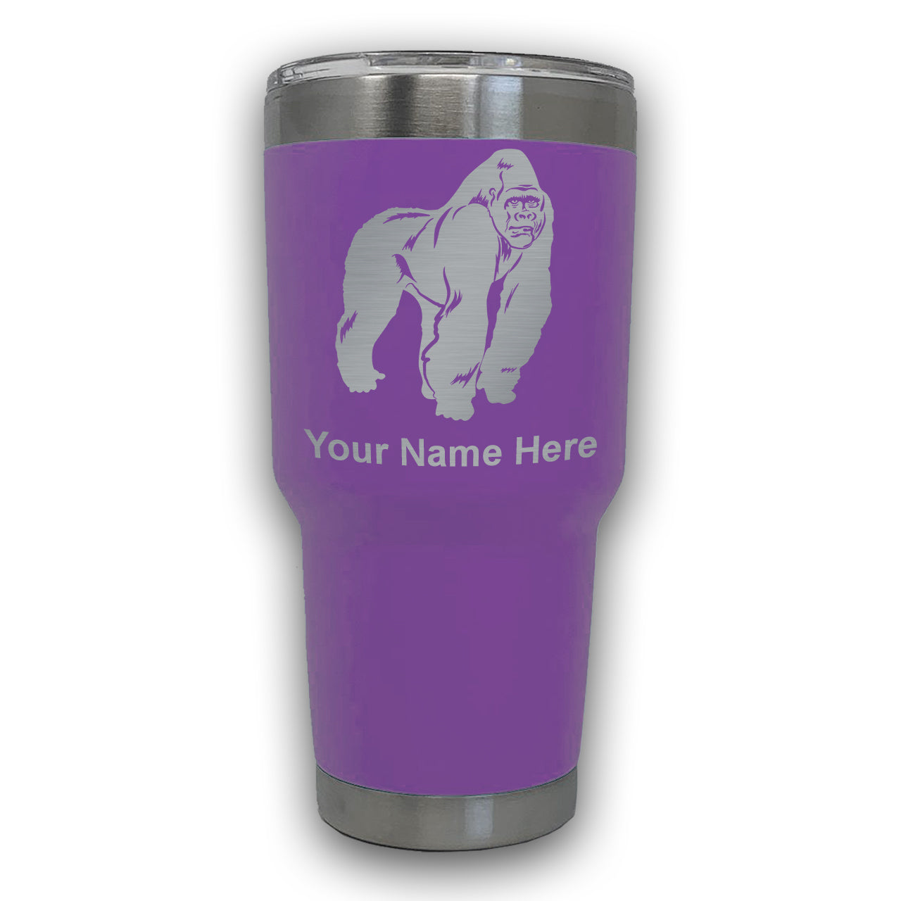 LaserGram 30oz Tumbler Mug, Gorilla, Personalized Engraving Included