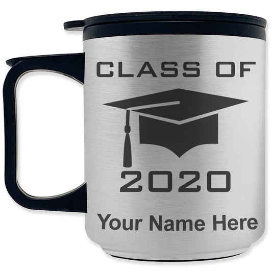 Coffee Travel Mug, Grad Cap Class of 2020, Personalized Engraving Included
