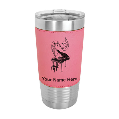 20oz Faux Leather Tumbler Mug, Grand Piano, Personalized Engraving Included - LaserGram Custom Engraved Gifts