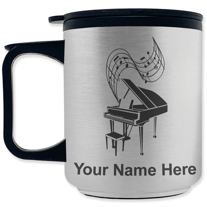 Coffee Travel Mug, Grand Piano, Personalized Engraving Included