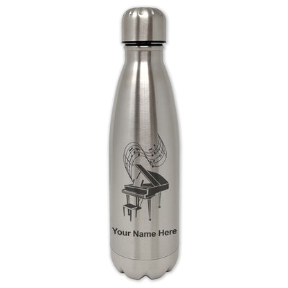 LaserGram Single Wall Water Bottle, Grand Piano, Personalized Engraving Included