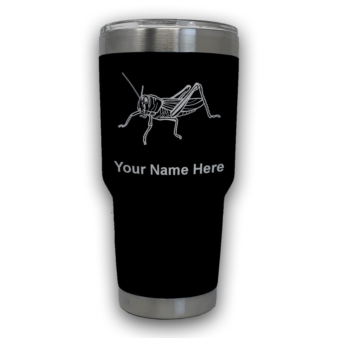 LaserGram 30oz Tumbler Mug, Grasshopper, Personalized Engraving Included