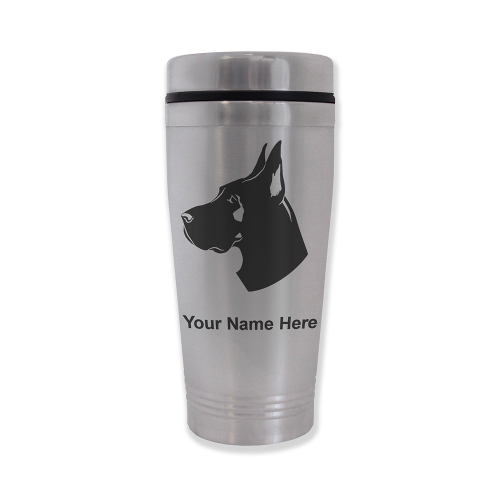 Commuter Travel Mug, Great Dane Dog, Personalized Engraving Included