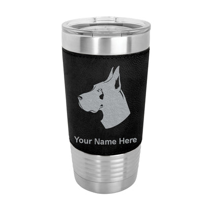 20oz Faux Leather Tumbler Mug, Great Dane Dog, Personalized Engraving Included - LaserGram Custom Engraved Gifts