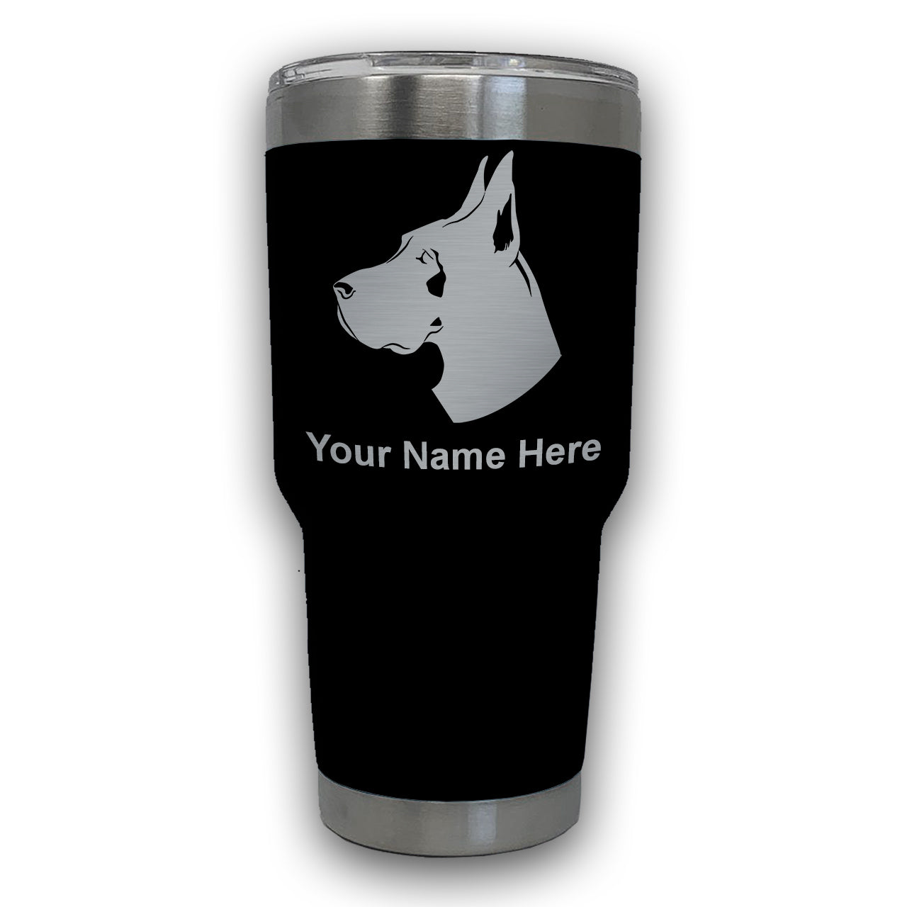 LaserGram 30oz Tumbler Mug, Great Dane Dog, Personalized Engraving Included