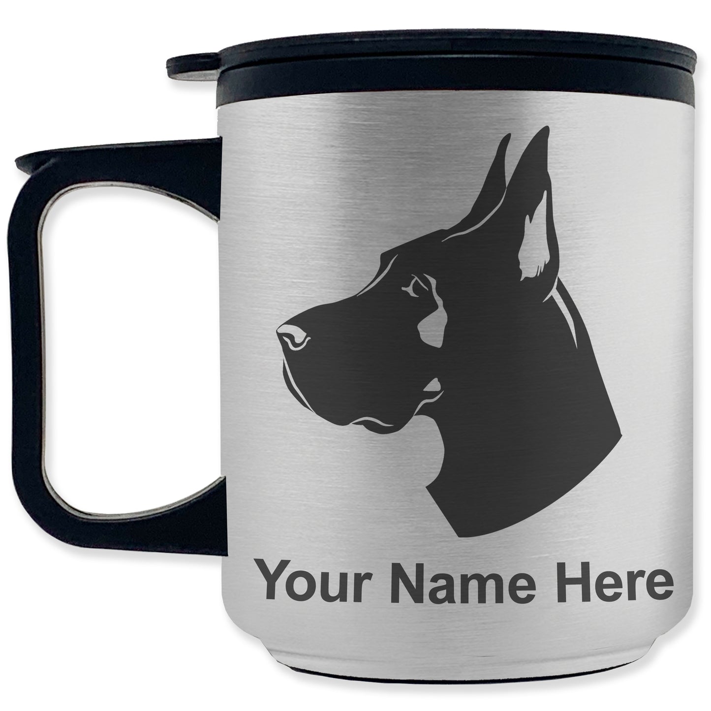 Coffee Travel Mug, Great Dane Dog, Personalized Engraving Included