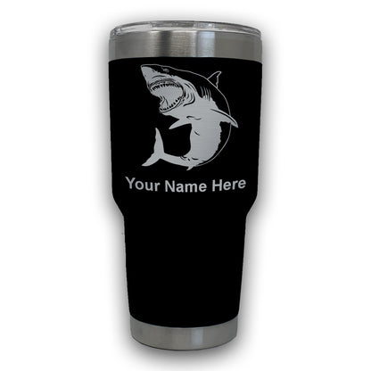 LaserGram 30oz Tumbler Mug, Great White Shark, Personalized Engraving Included