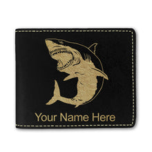 Load image into Gallery viewer, Faux Leather Bi-Fold Wallet, Great White Shark, Personalized Engraving Included
