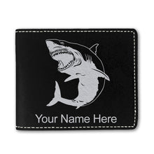 Load image into Gallery viewer, Faux Leather Bi-Fold Wallet, Great White Shark, Personalized Engraving Included
