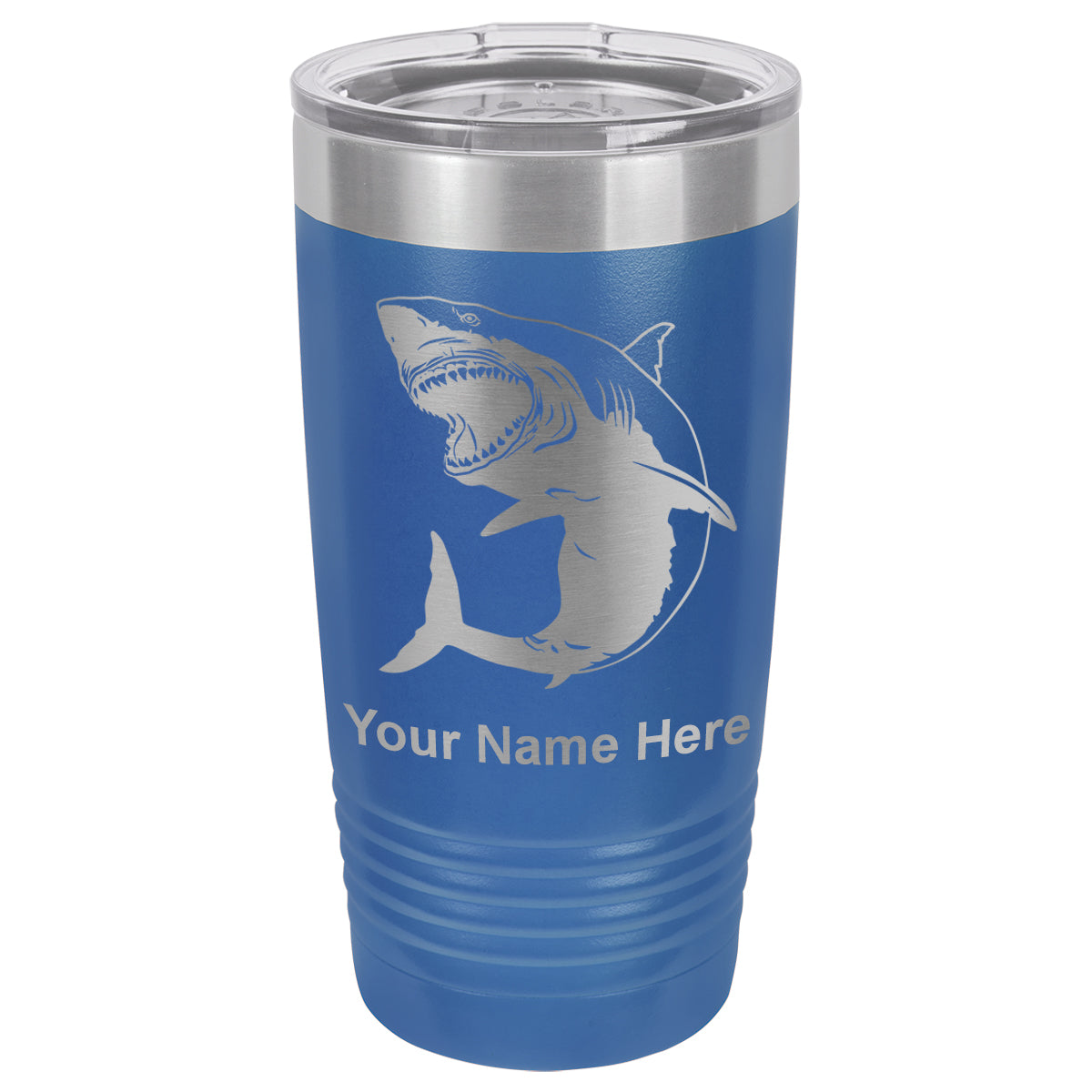 20oz Vacuum Insulated Tumbler Mug, Great White Shark, Personalized Engraving Included