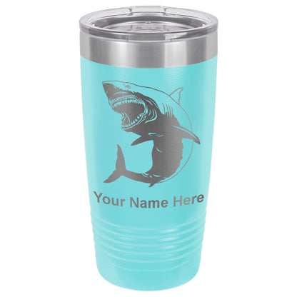 20oz Vacuum Insulated Tumbler Mug, Great White Shark, Personalized Engraving Included