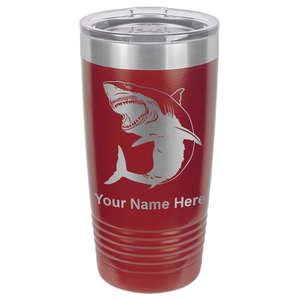 20oz Vacuum Insulated Tumbler Mug, Great White Shark, Personalized Engraving Included