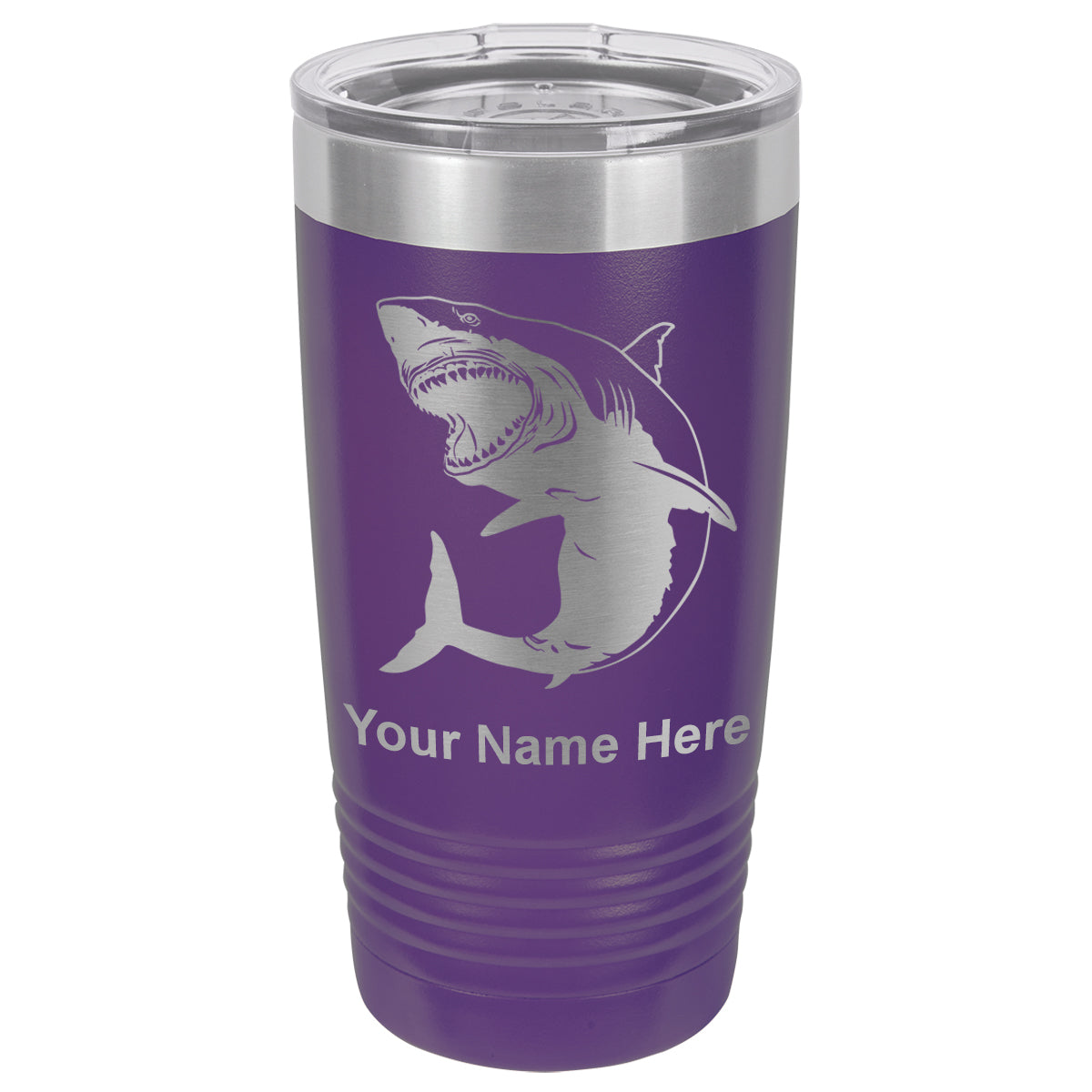 20oz Vacuum Insulated Tumbler Mug, Great White Shark, Personalized Engraving Included