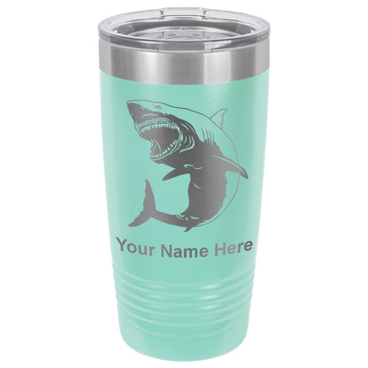 20oz Vacuum Insulated Tumbler Mug, Great White Shark, Personalized Engraving Included