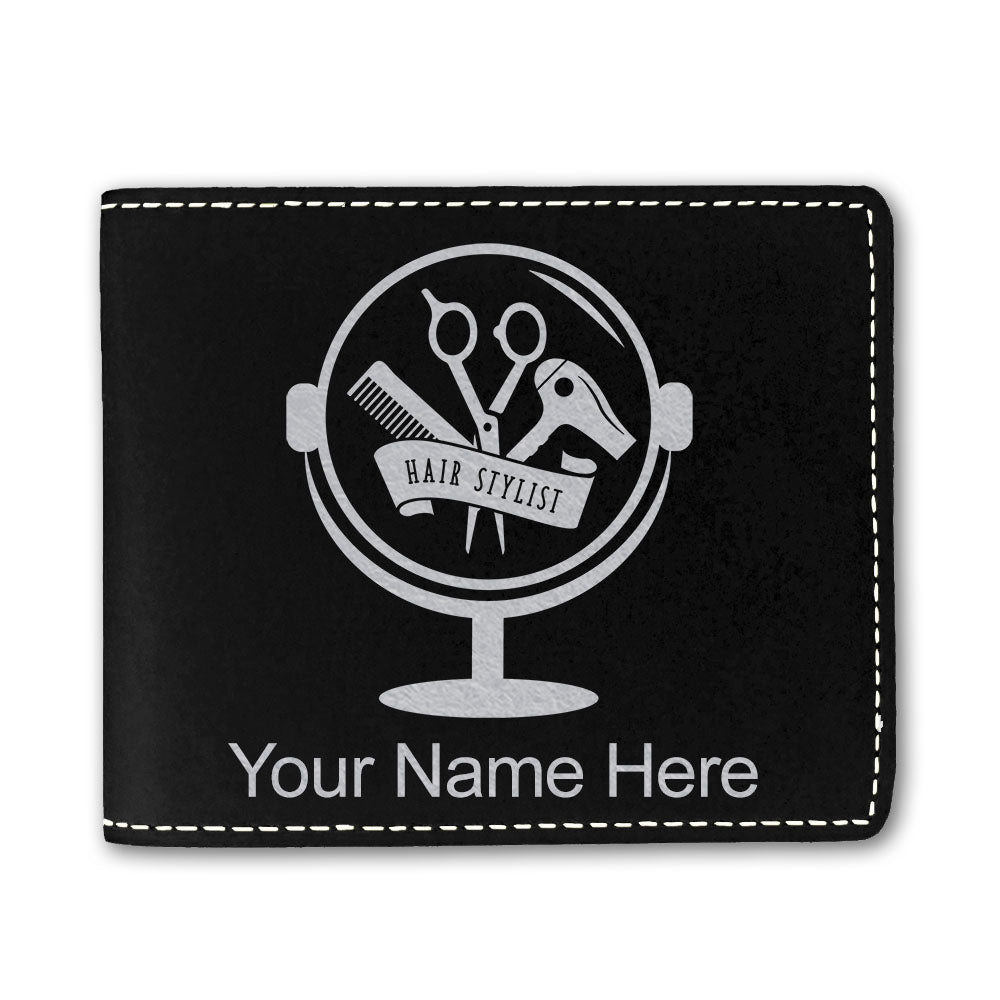 Faux Leather Bi-Fold Wallet, Hair Stylist, Personalized Engraving Included