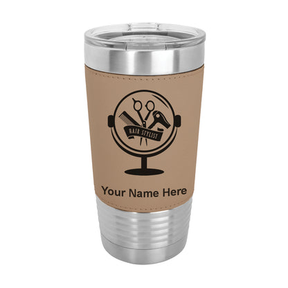 20oz Faux Leather Tumbler Mug, Hair Stylist, Personalized Engraving Included - LaserGram Custom Engraved Gifts