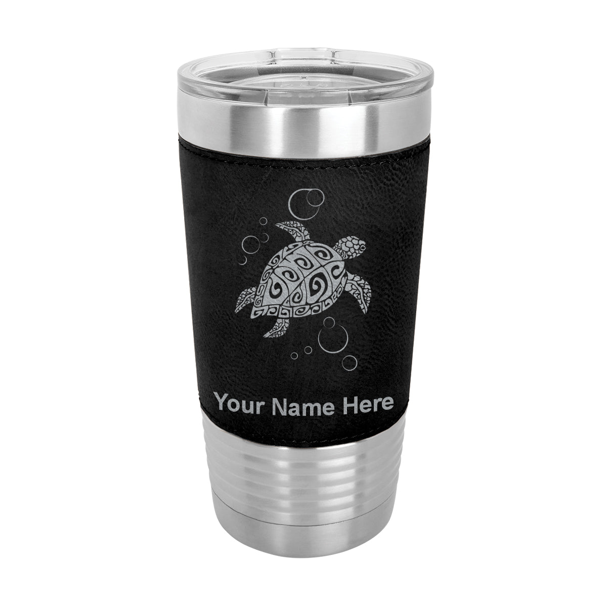 20oz Faux Leather Tumbler Mug, Hawaiian Sea Turtle, Personalized Engraving Included - LaserGram Custom Engraved Gifts
