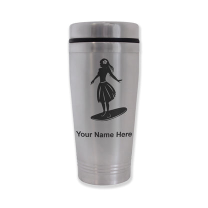 Commuter Travel Mug, Hawaiian Surfer Girl, Personalized Engraving Included